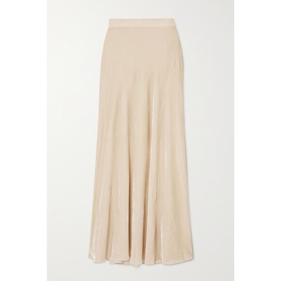 Net Sustain 'Bianca' Tan Viscose Velvet Maxi Skirt Size 4